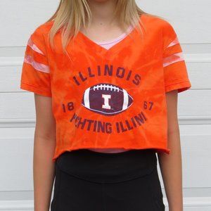 Fighting Illini Tie Dye Bleach Crop Top sz M